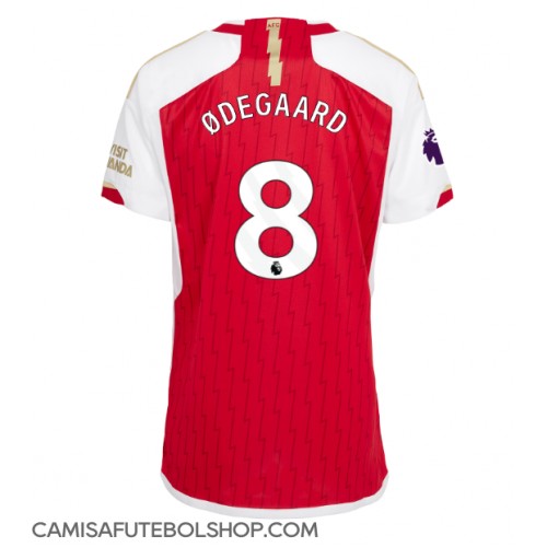 Camisa de time de futebol Arsenal Martin Odegaard #8 Replicas 1º Equipamento Feminina 2023-24 Manga Curta